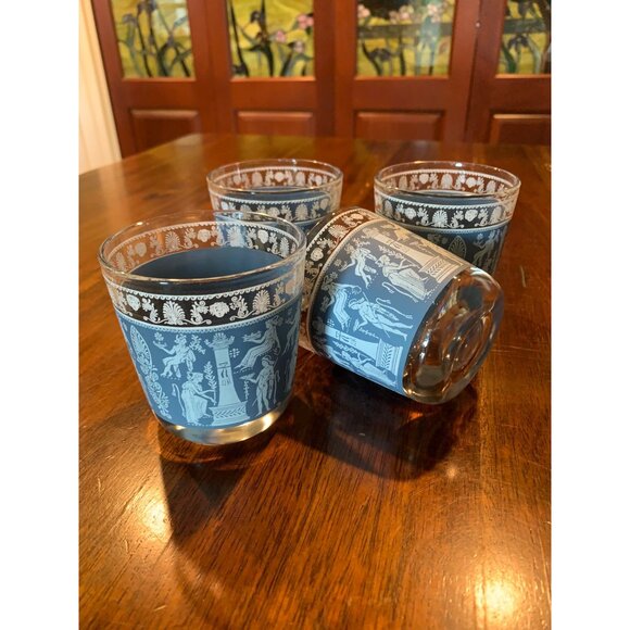 Vintage Jeanette Hellenic Jasperware Lowball Scotch Glasses. - Picture 8 of 15